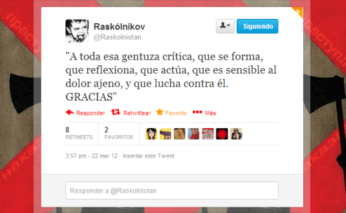 A toda esa gentuza... Gracias, de @Raskolnistan