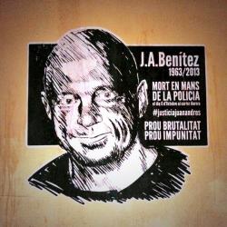 Juan Andrés Benítez, muerto a manos de la policía. Cartel en las calles del Raval de Barcelona; "Basta de brutalidad, basta de impunidad" | Foto en MiedoxAmor.blogspot.com