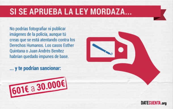 Ley Mordaza y fotografiar o grabar a la policía | Diseño: José Manuel Salmerón, DateCuenta.org
